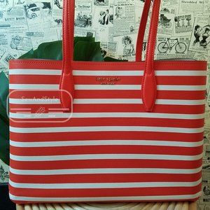 TAMARILLO ALL DAY SAILING STRIPE LARGE TOTE KATE SPADE BRAND NEW OPEN TOTE